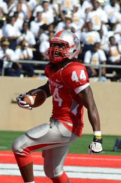 Senior defensive lineman Joseph Harris returns a fumble for six points vs. Southern University. This was the Lobos first defensive touchdown since...