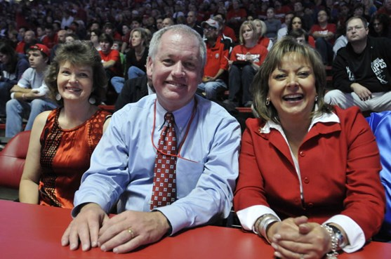 Newly elected Governor Susana Martinez (right) and Vice President for Athletics Paul Krebs (left) enjoy the first game inside The Pit.