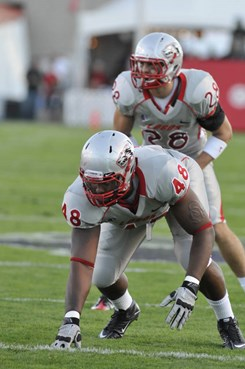 Lobo defensive linemen Bubba Forrest and Jaymar Latchison