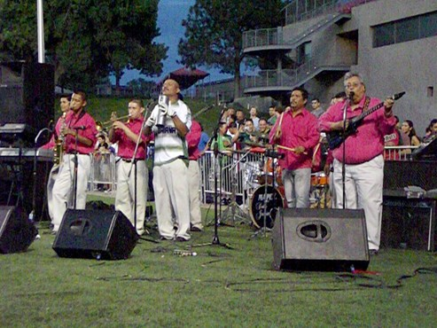 At the half, a band from the hometown of Laguna Santos played, creating a festive atmosphere at Branch Field at University Stadium.